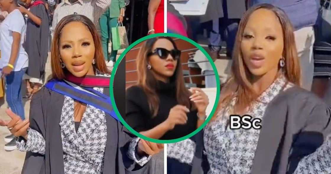 Woman flexes graduating in the mining industry. Woman flexes graduating in the mining industry.