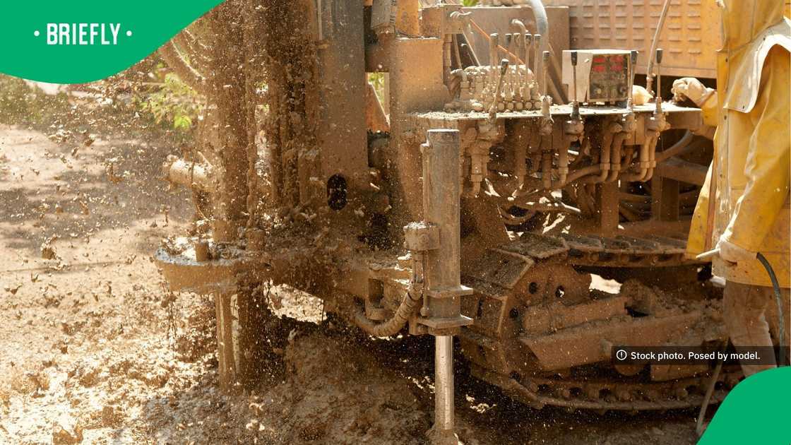 Close-up view of a water borehole drilling machine Close-up view of a water borehole drilling machine