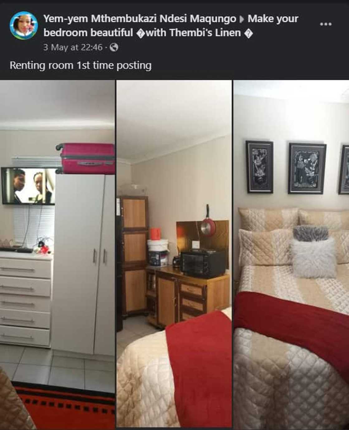 An SA woman shows off the interior of her rental room