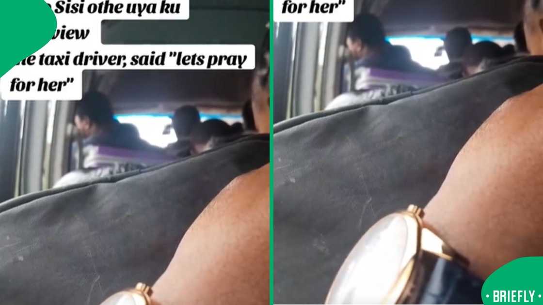 The visual on the right showed passengers praying as the taxi stopped on the side The visual on the right showed passengers praying as the taxi stopped on the side