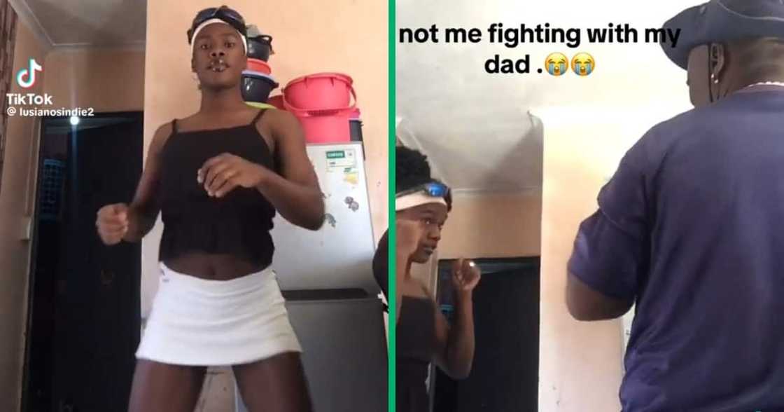 A young man sparred with his dad A young man sparred with his dad
