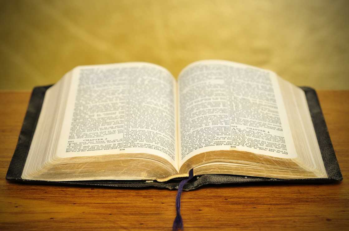 A bible on a wooden table
