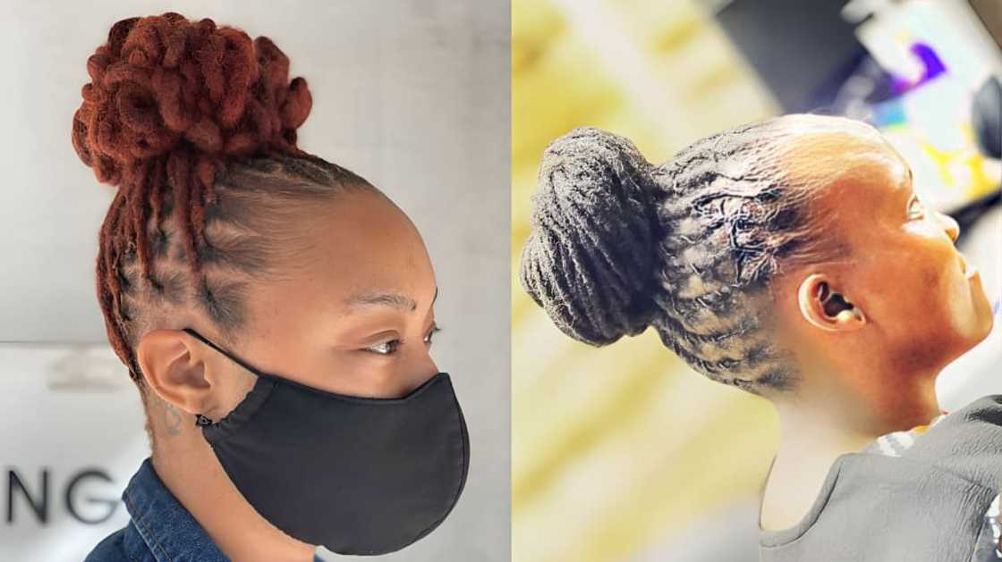 Bun-styled dreads Bun-styled dreads