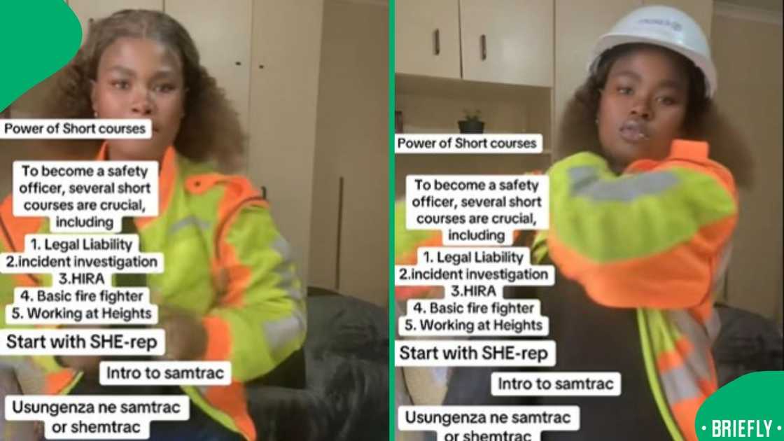 The visual showed a list of short courses to become a safety officer The visual showed a list of short courses to become a safety officer