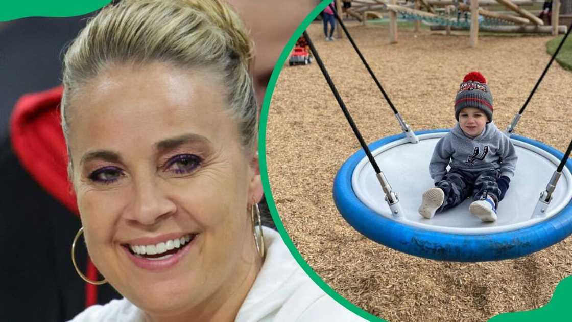 Becky Hammon during her team's match against the Washington Mystics in 2023 (L). The coach's son, Samuel, having a good time in the park in 2020 (R)