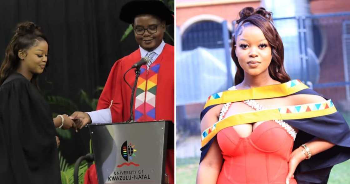 The young lady bagged her postgraduate degree in economics from the University of KwaZulu-Natal The young lady bagged her postgraduate degree in economics from the University of KwaZulu-Natal