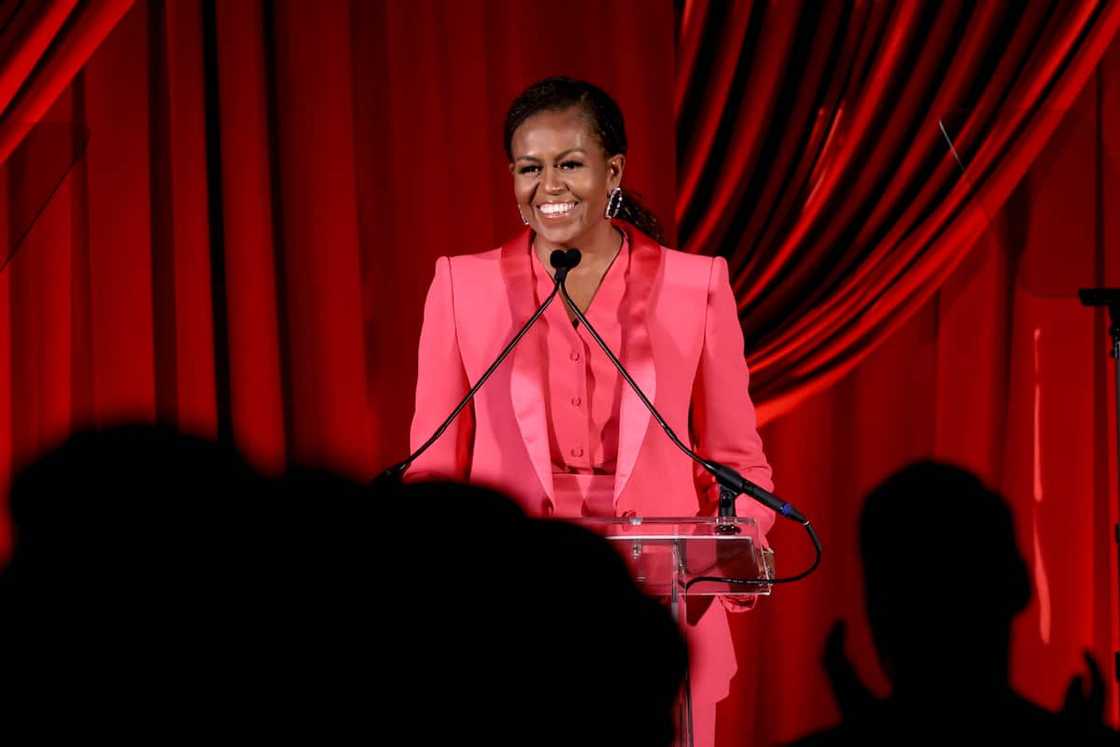 Former First Lady Michelle Obama speaks onstage at the Clooney Foundation For Justice Inaugural Albie Awards