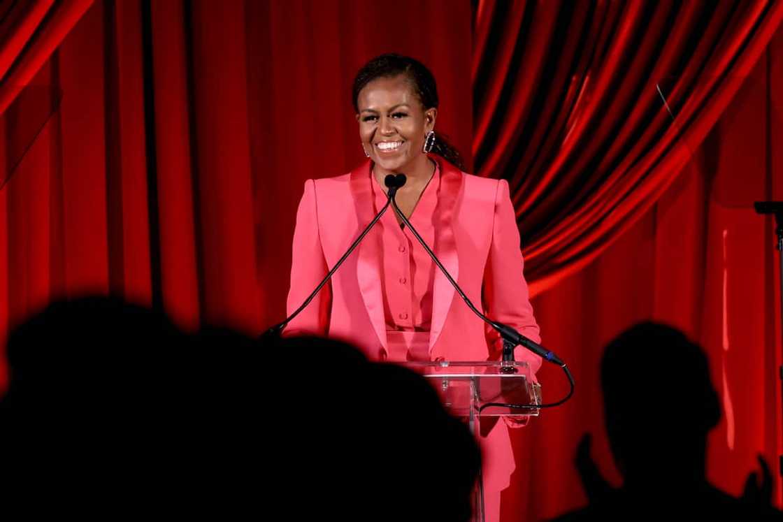 Former First Lady Michelle Obama speaks onstage at the Clooney Foundation For Justice Inaugural Albie Awards Former First Lady Michelle Obama speaks onstage at the Clooney Foundation For Justice Inaugural Albie Awards