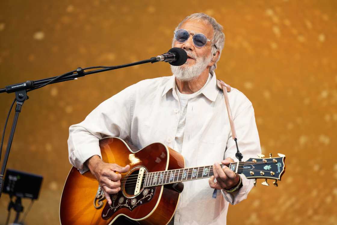 Yusef Islam, aka Cat Stevens performs on The Pyramid Stage at Day 5 of Glastonbury Festival 2023 in Glastonbury, England Yusef Islam, aka Cat Stevens performs on The Pyramid Stage at Day 5 of Glastonbury Festival 2023 in Glastonbury, England