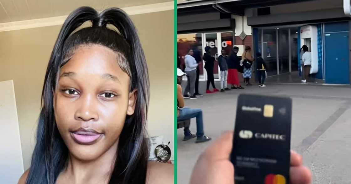 A TikTok video shows a woman withdrawing from FNB using her Capitec card. A TikTok video shows a woman withdrawing from FNB using her Capitec card.