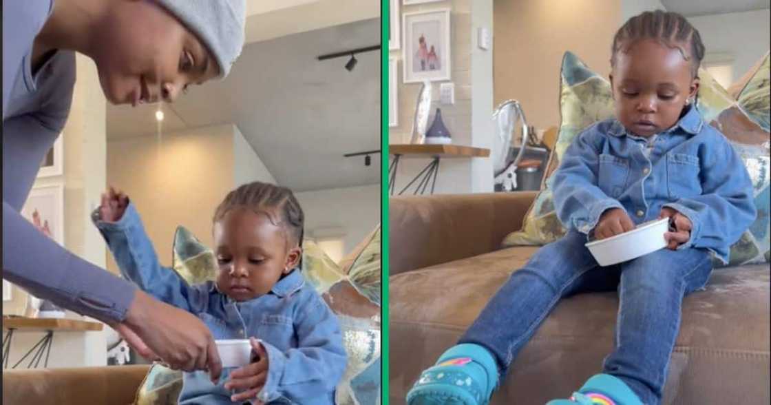 Woman gives child candy Woman gives child candy