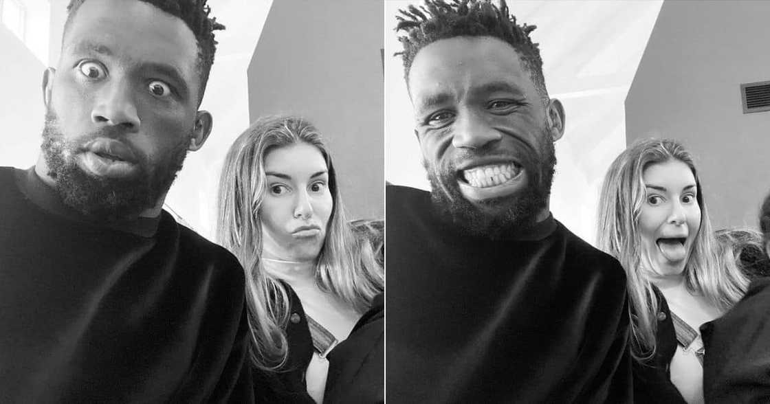 Rachel Shares, Pics of Herself and Siya Kolisi, Pulling Funny ,Faces in Viral Pics Rachel Shares, Pics of Herself and Siya Kolisi, Pulling Funny ,Faces in Viral Pics