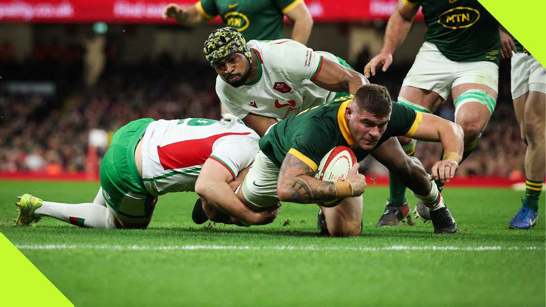 South African Springboks dominate Wales 45-12 in an Autumn Nations Series rugby match, showcasing powerful scrums, clinical tries, and a stellar defensive performance at the Principality Stadium.