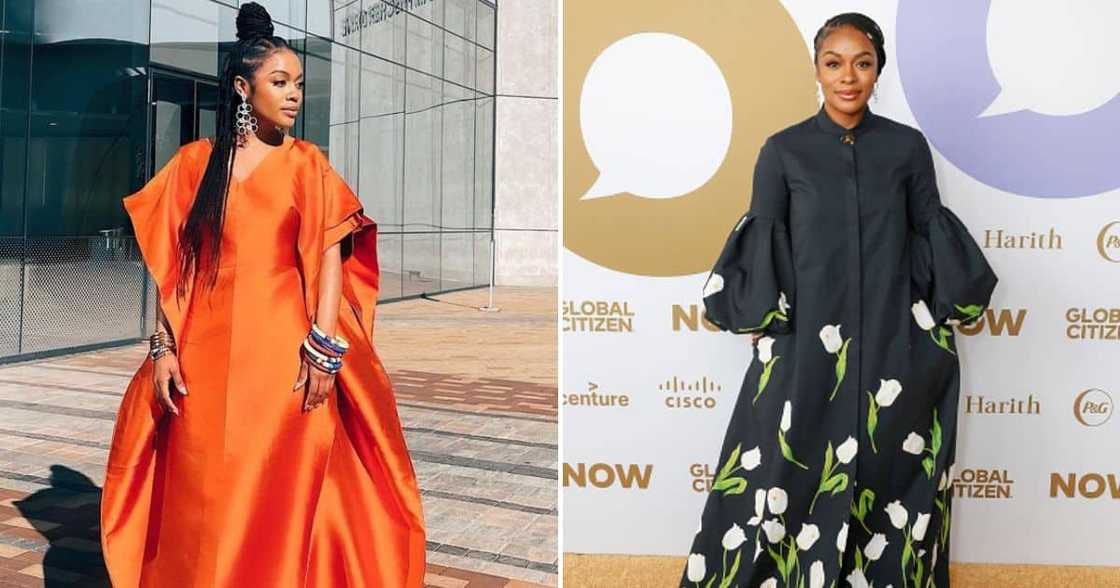 Nomzamo Mbatha wore a Zulu-inspried dress at the 'Shaka Ilembe' premirere. Nomzamo Mbatha wore a Zulu-inspried dress at the 'Shaka Ilembe' premirere.