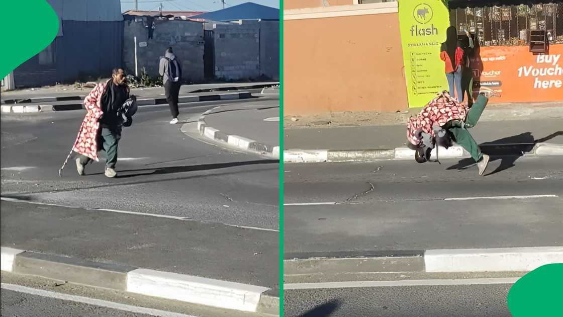 A TikTok user took a video of a man entertaining himself in the middle of the road A TikTok user took a video of a man entertaining himself in the middle of the road