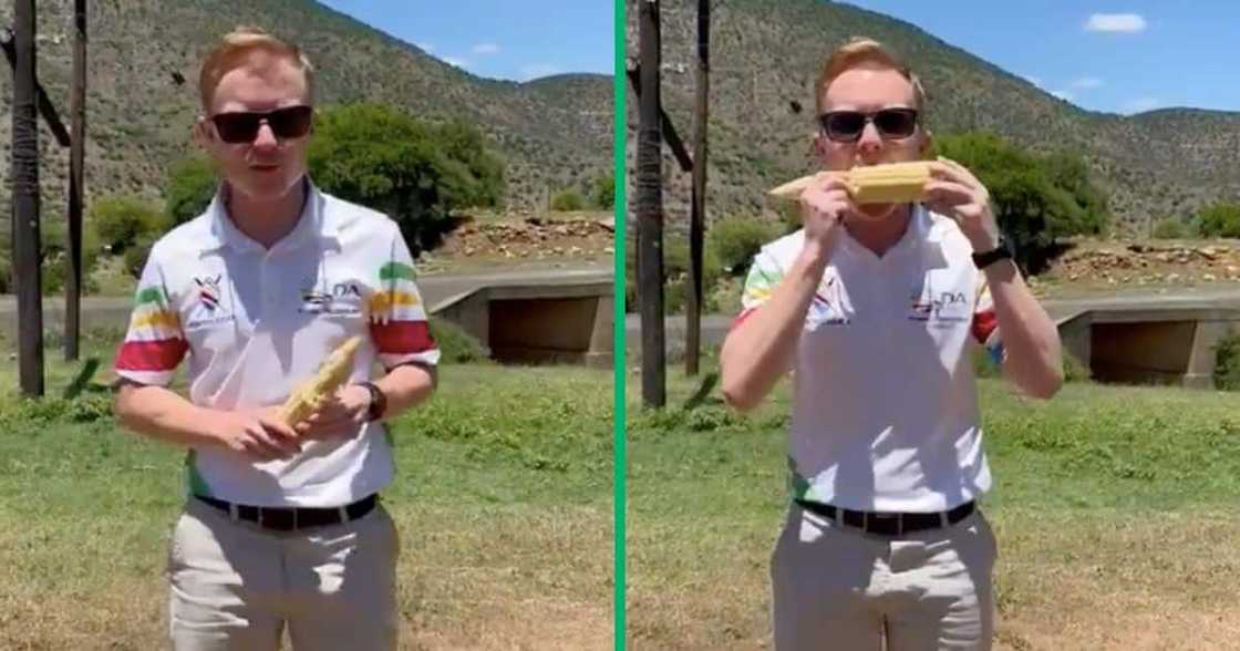 The uMngeni mayor, Chris Pappas, trended for eating maize and speaking isiZulu in a viral video The uMngeni mayor, Chris Pappas, trended for eating maize and speaking isiZulu in a viral video