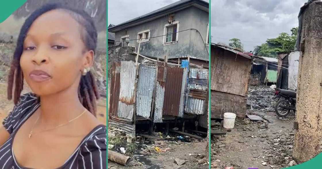 Lady shows off area an agent took her to in Lagos. Lady shows off area an agent took her to in Lagos.