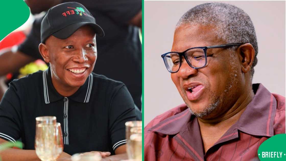 EFF president Julius Malema shared a light moment with ANC secretary-general Fikile Mbalula