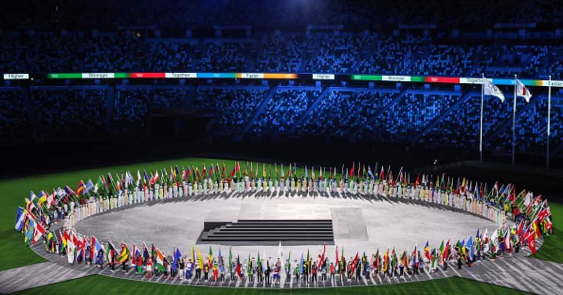 Closing ceremony in the Olympic Stadium. the all NOC flags through the stadium (Photo by Ayman Aref/NurPhoto via Getty Images) Closing ceremony in the Olympic Stadium. the all NOC flags through the stadium (Photo by Ayman Aref/NurPhoto via Getty Images)