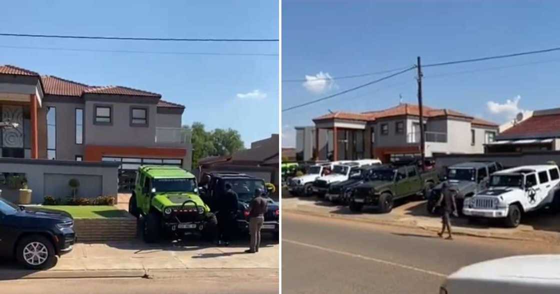 A Hammanskraal street with beautiful houses and Jeep SUVs parked outside A Hammanskraal street with beautiful houses and Jeep SUVs parked outside