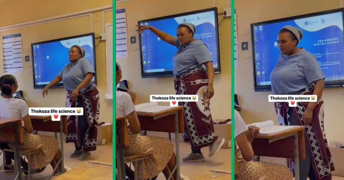 Life science teacher dancing in video