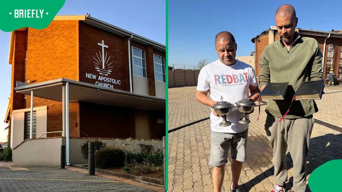 The Bibles and holy communion vessels survived a fire which consumed the New Apostolic Church in Johannesburg The Bibles and holy communion vessels survived a fire which consumed the New Apostolic Church in Johannesburg