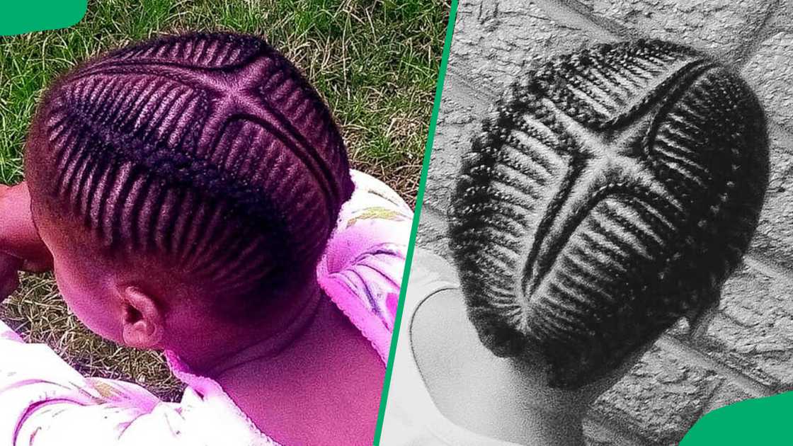 A woman with neat cornrows and a middle part design A woman with neat cornrows and a middle part design