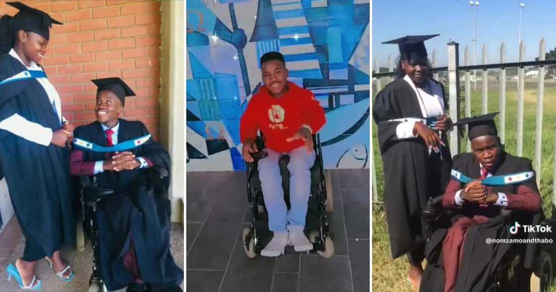 A TikTok user shared a video showing the heartwarming moment of a young graduate in a wheel chair dancing with pride A TikTok user shared a video showing the heartwarming moment of a young graduate in a wheel chair dancing with pride