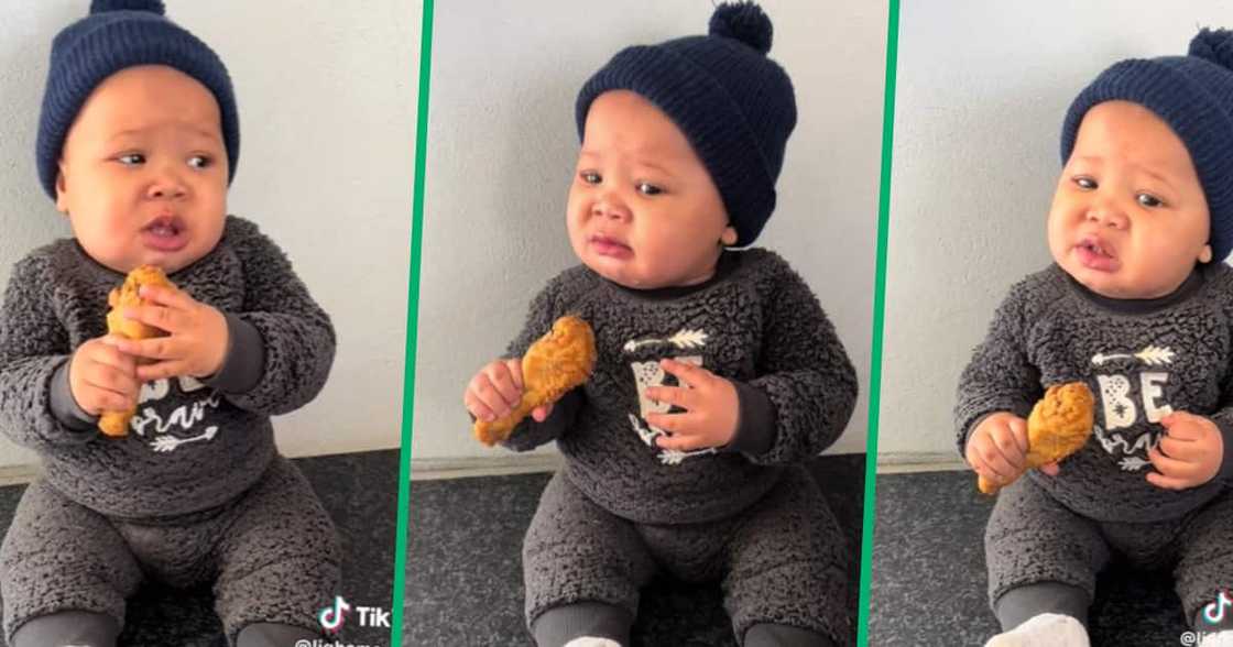 Baby eating KFC in TikTok video Baby eating KFC in TikTok video