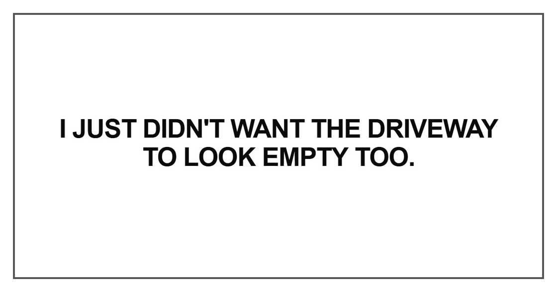 I just didn't want the driveway to look empty too I just didn't want the driveway to look empty too