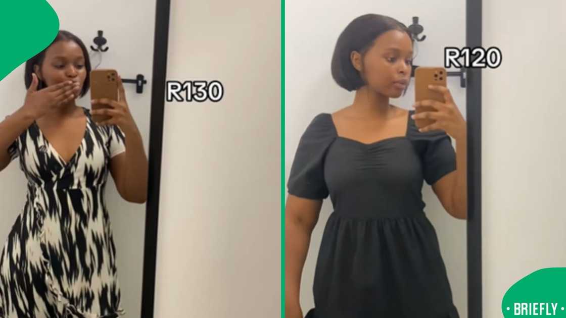 A young woman tried on colourful dresses at a local store A young woman tried on colourful dresses at a local store