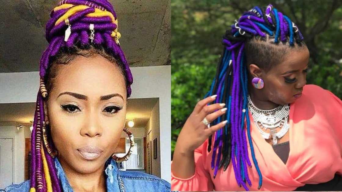 Coloured yarn black hairstyles for women