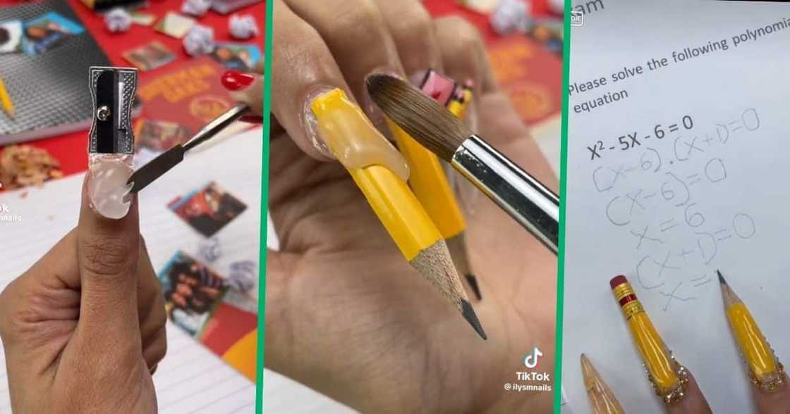 A video of a pencil and sharpener nail art A video of a pencil and sharpener nail art