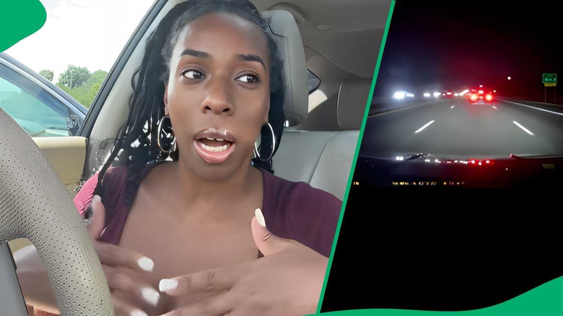 A lady shared a video of a near fatal moment of a car speeding in front of hers on the highway A lady shared a video of a near fatal moment of a car speeding in front of hers on the highway