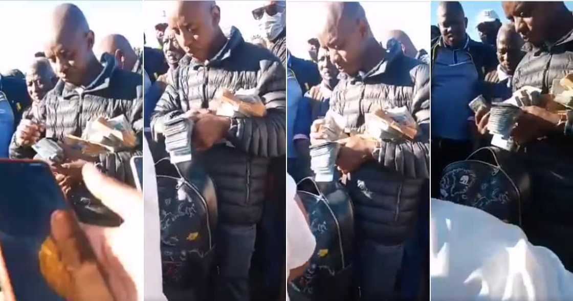 Man Shows Off Big Stacks of Cash in Public, Mzansi Has Mixed Reactions Man Shows Off Big Stacks of Cash in Public, Mzansi Has Mixed Reactions