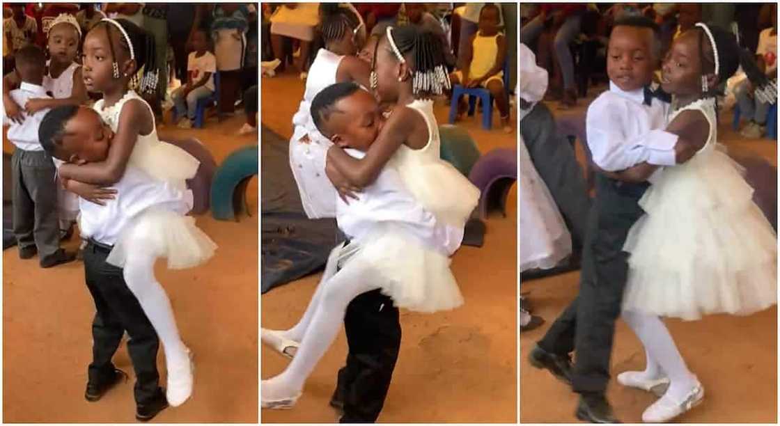 Photos of school children danceing during their graduation.