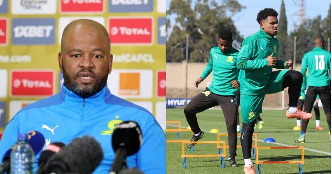 Manqoba Mngqithi has refused to talk about midfielder Gaston Sirino as they focus on Al Ahly. Image: @Masandawana/Twitter