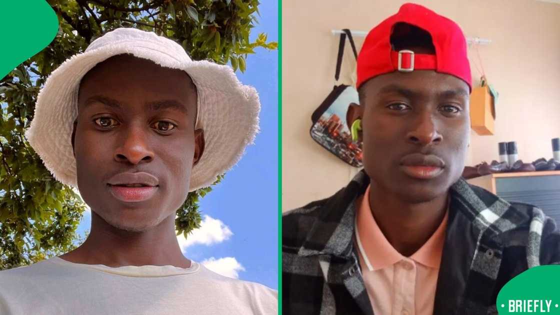 The visual on the right showed a man in his bedroom