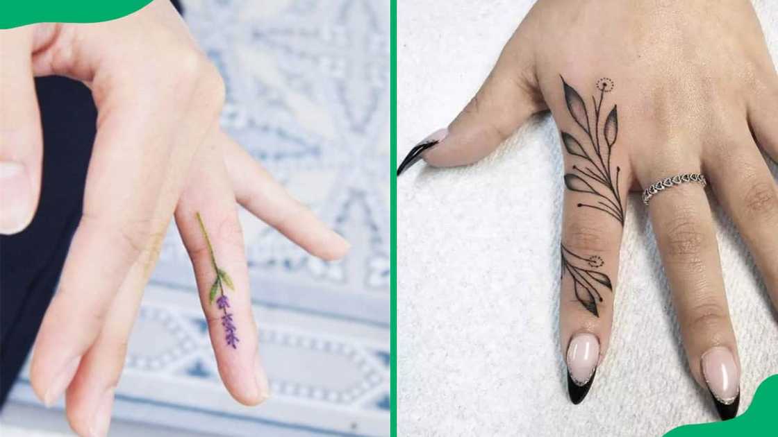 Flower finger tattoo