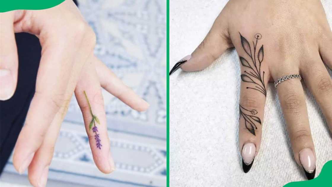 Flower finger tattoo Flower finger tattoo