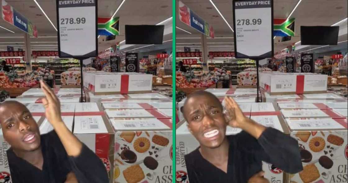 man shocked by price of Bakers Choice Assorted biscuits man shocked by price of Bakers Choice Assorted biscuits