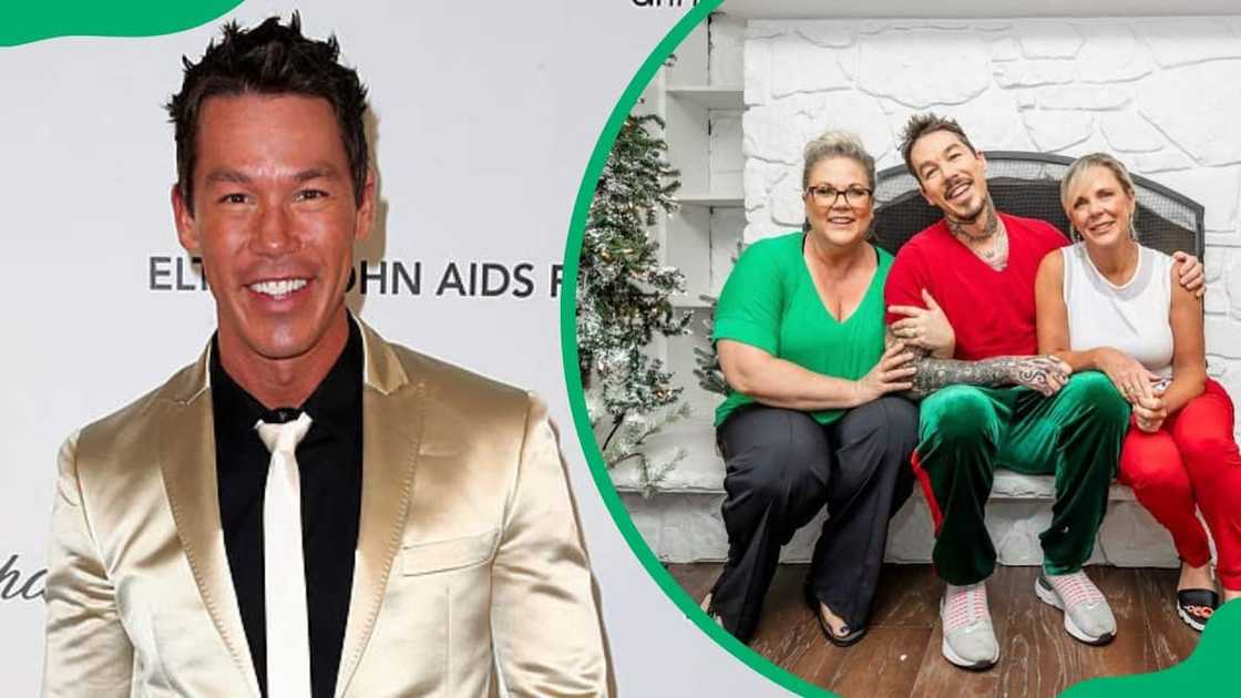 David Bromstad attending the Annual Elton John AIDS Foundation's Oscar Viewing Party (L). The artist with his two sisters (R) David Bromstad attending the Annual Elton John AIDS Foundation's Oscar Viewing Party (L). The artist with his two sisters (R)