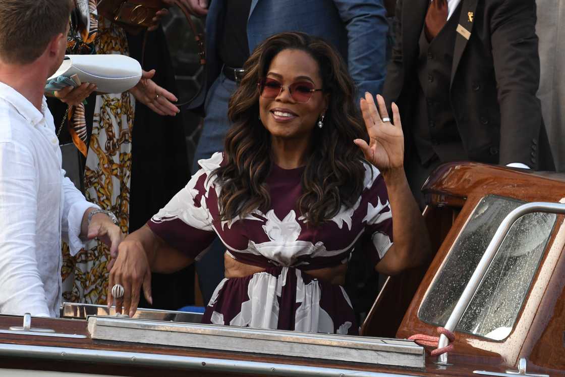 Oprah Winfrey is seen ahead of the Jeff Bezos and Lauren Sanchez wedding at Hotel Gritti