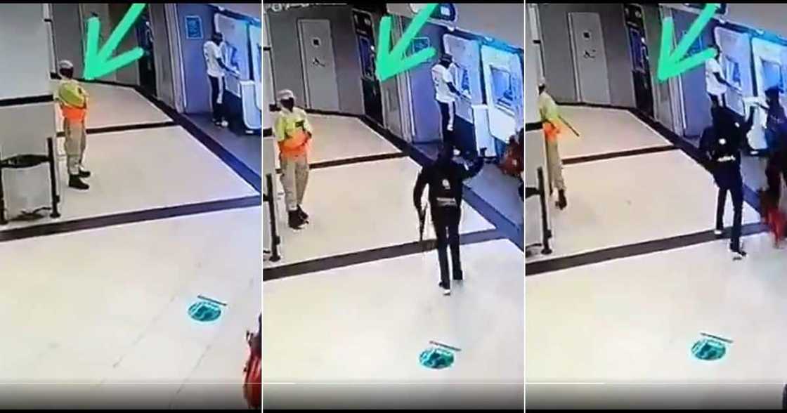 A video of a security guard that ignored a robbery at an ATM has left South Africans divided on social media. Image: Twitter A video of a security guard that ignored a robbery at an ATM has left South Africans divided on social media. Image: Twitter
