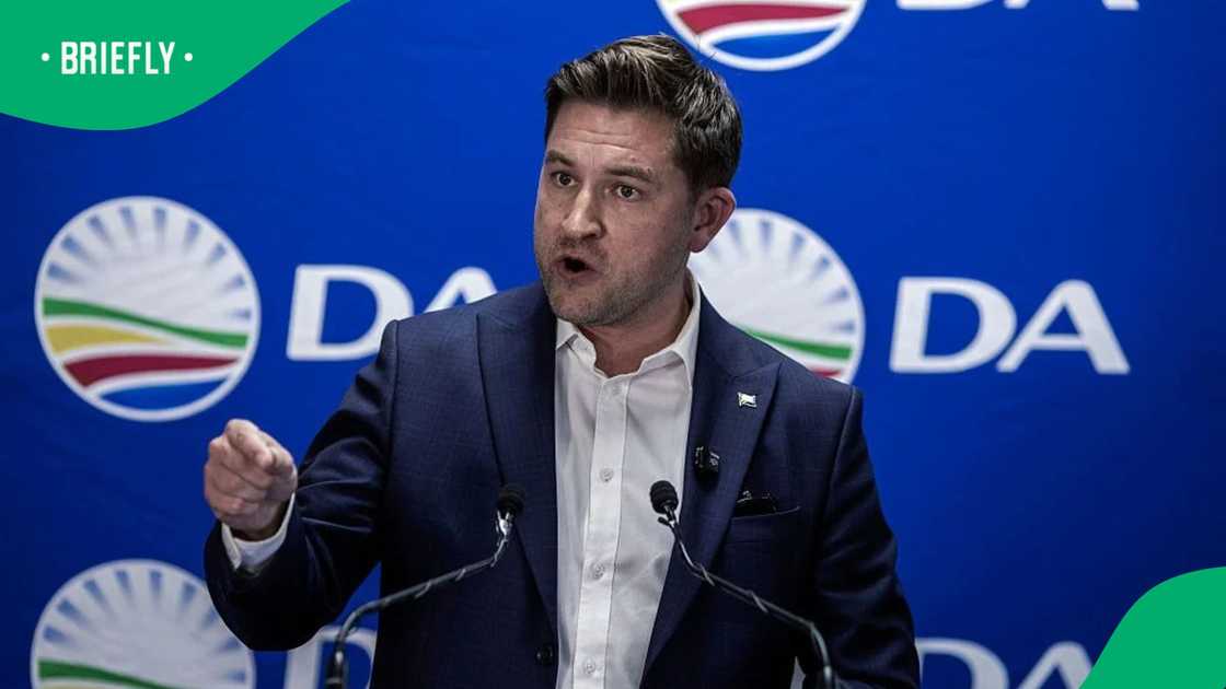 Democratic Alliance (DA) party Mayor candidate for Tshwane Ald Cilliers Brink speaks during a briefing regarding the rapidly escalating water crisis in Gauteng Province on February 11, 2026, at DA party's headquarters in Johannesburg