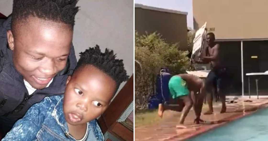 40 Year old men wrestle at the pool while their wives think they are cheating, Mzansi cracks over funny clip 40 Year old men wrestle at the pool while their wives think they are cheating, Mzansi cracks over funny clip