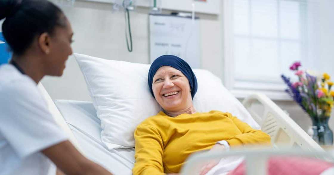 Nurse with cancer patient Nurse with cancer patient