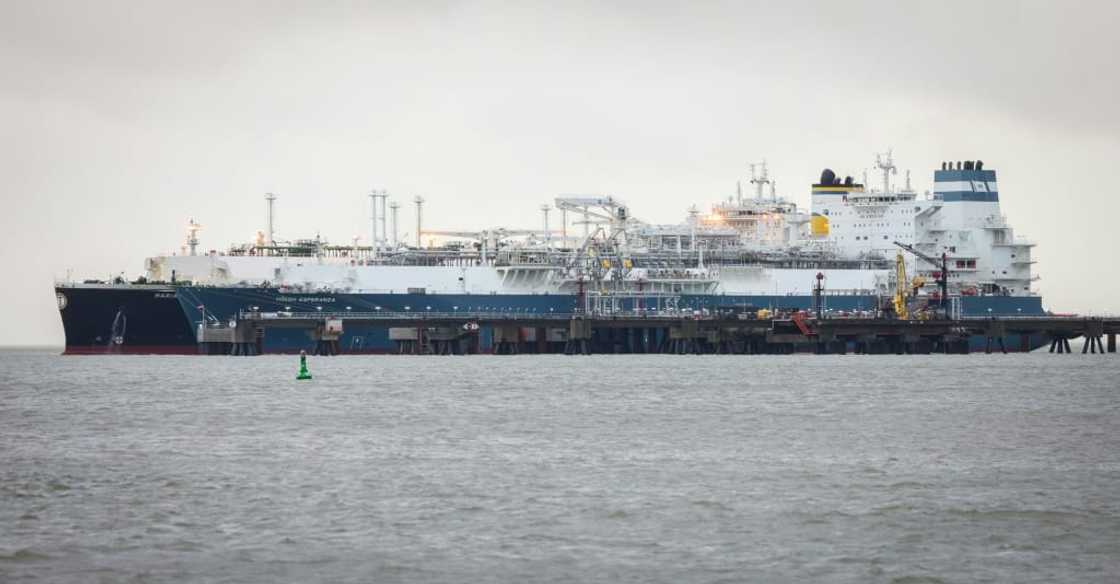 The Liquefied Natural Gas tanker Maria Energy delivers LNG produced from fracking in the United States to the LNG port of Wilhelmshaven in Germany The Liquefied Natural Gas tanker Maria Energy delivers LNG produced from fracking in the United States to the LNG port of Wilhelmshaven in Germany