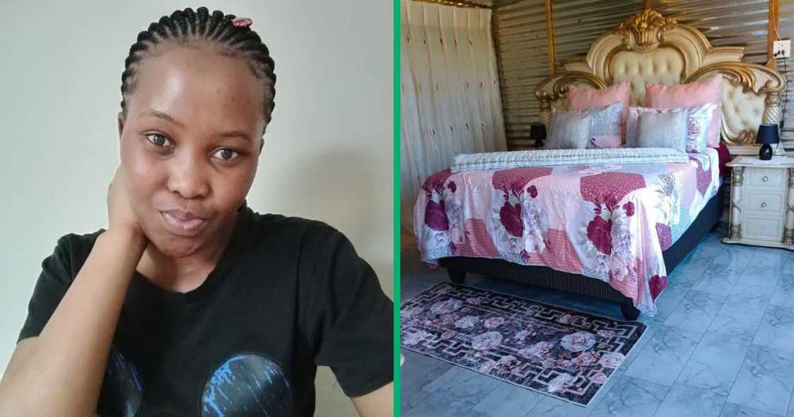 The woman in Mpumalanga takes good care of her room The woman in Mpumalanga takes good care of her room