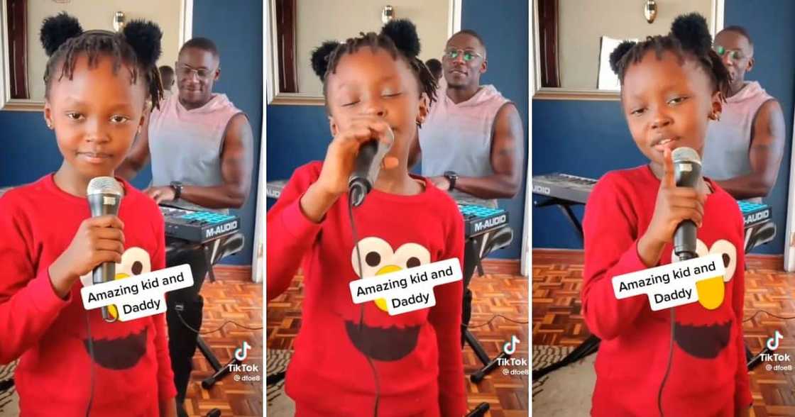 Dad and daughter singing beautifully Dad and daughter singing beautifully